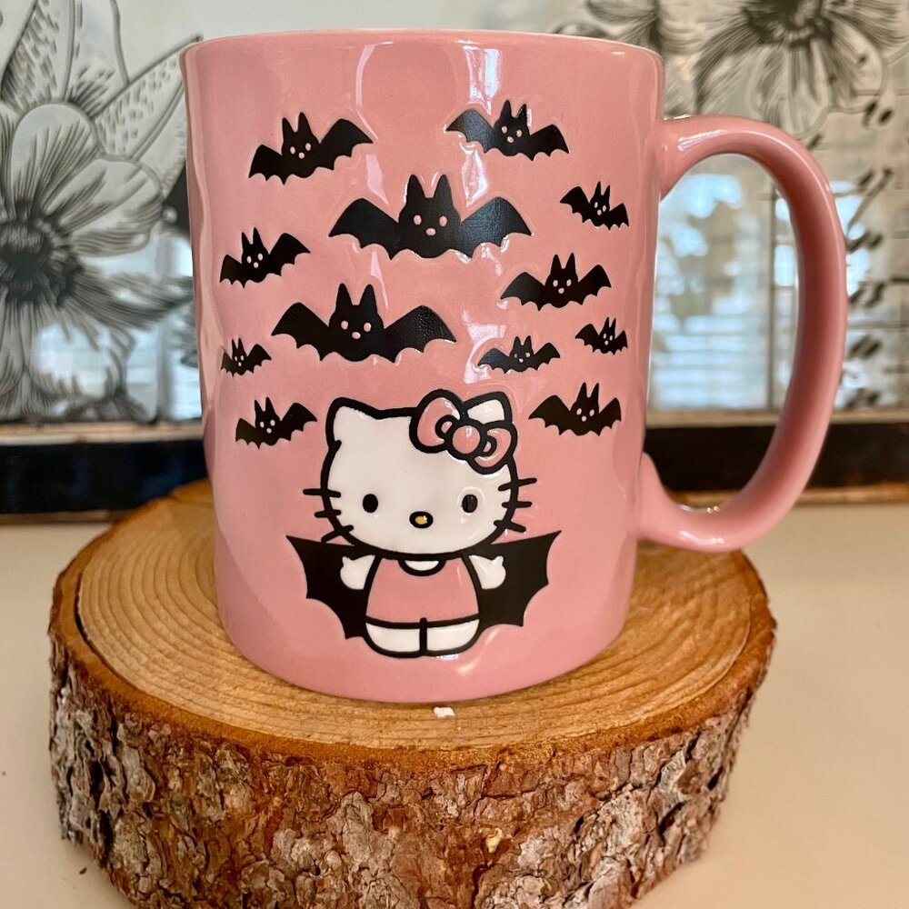 NEW Halloween Hello Kitty Pink Bat Mug